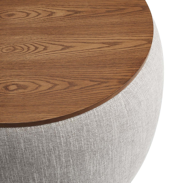 Modway Furniture Perla Woven Fabric Storage Ottoman - Multifunctional Upholstered Design with Discreet Storage Space Heathered Weave Wheat EEI-6688-HEW