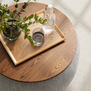 Modway Furniture Perla Woven Fabric Storage Ottoman - Multifunctional Upholstered Design with Discreet Storage Space Heathered Weave Wheat EEI-6688-HEW