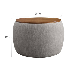 Modway Furniture Perla Woven Fabric Storage Ottoman - Multifunctional Upholstered Design with Discreet Storage Space Heathered Weave Wheat EEI-6688-HEW