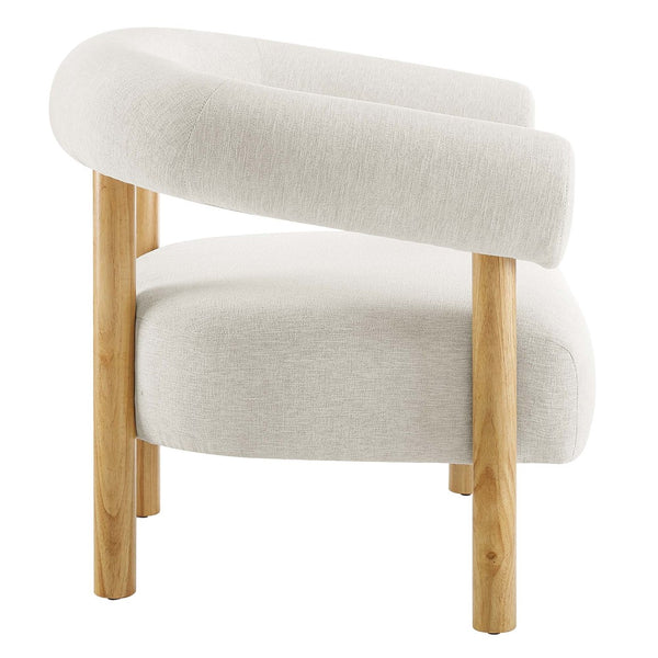 Modway Furniture Sable Upholstered Armchair - Mid-Century Style with Cozy Comfort for Living Room or Home Office Ivory Natural EEI-6689-IVO-NAT