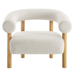 Modway Furniture Sable Upholstered Armchair - Mid-Century Style with Cozy Comfort for Living Room or Home Office Ivory Natural EEI-6689-IVO-NAT
