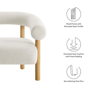Modway Furniture Sable Upholstered Armchair - Mid-Century Style with Cozy Comfort for Living Room or Home Office Ivory Natural EEI-6689-IVO-NAT