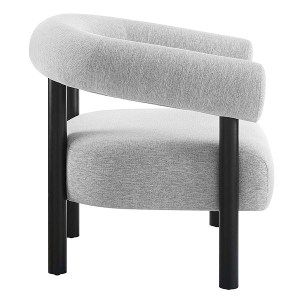 Modway Furniture Sable Upholstered Armchair - Mid-Century Style with Cozy Comfort for Living Room or Home Office Light Gray Black EEI-6689-LGR-BLK