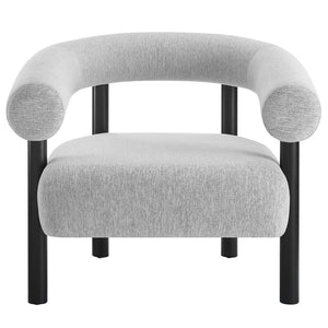 Modway Furniture Sable Upholstered Armchair - Mid-Century Style with Cozy Comfort for Living Room or Home Office Light Gray Black EEI-6689-LGR-BLK