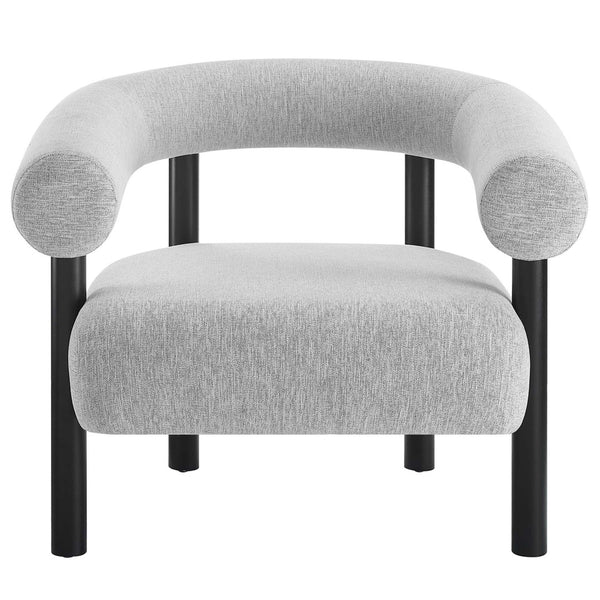 Modway Furniture Sable Upholstered Armchair - Mid-Century Style with Cozy Comfort for Living Room or Home Office Light Gray Black EEI-6689-LGR-BLK