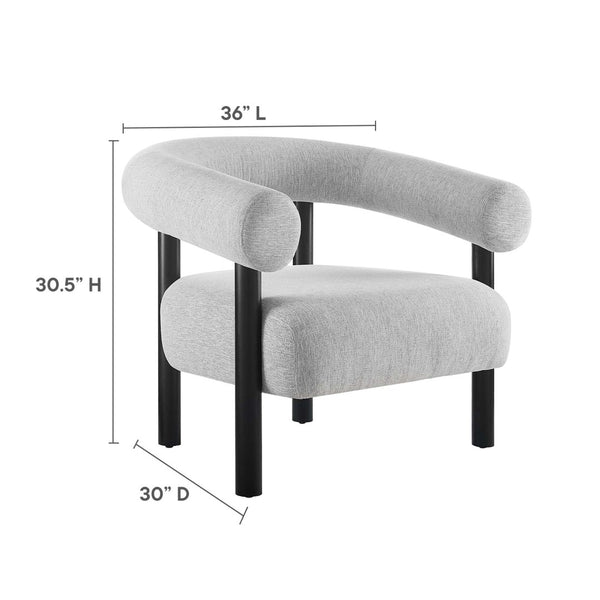 Modway Furniture Sable Upholstered Armchair - Mid-Century Style with Cozy Comfort for Living Room or Home Office Light Gray Black EEI-6689-LGR-BLK