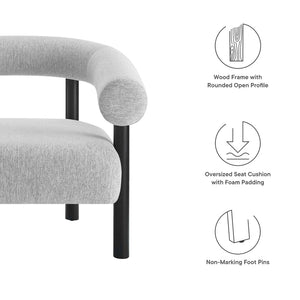 Modway Furniture Sable Upholstered Armchair - Mid-Century Style with Cozy Comfort for Living Room or Home Office Light Gray Black EEI-6689-LGR-BLK