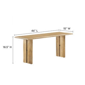 Modway Furniture Amistad 60" Solid Mango Wood Dining Table and Bench Set - Modern Farmhouse Charm for Gatherings Oak EEI-6690-OAK
