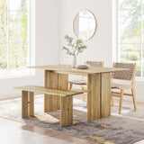 Modway Furniture Amistad 60" Wood Dining Table and Bench Set Oak 51 x 60 x 30