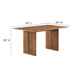 Modway Furniture Amistad 60" Wood Dining Table and Bench Set Walnut 51 x 60 x 30