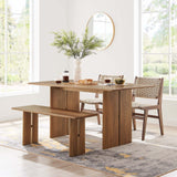 Modway Furniture Amistad 60" Wood Dining Table and Bench Set Walnut 51 x 60 x 30