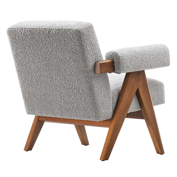 Modway Furniture Lyra Boucle Fabric Armchair Set of 2 – Cozy Modern Chairs for Stylish Living Room Seating Solutions Light Gray EEI-6703-LGR