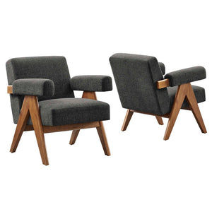 Modway Furniture Lyra Fabric Armchair Set of 2 - Stylish Modern Chairs for Living Room, Office & Cozy Nooks Dark Gray Fabric EEI-6704-HDG