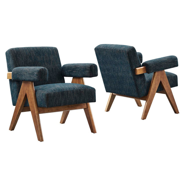 Modway Furniture Lyra Fabric Armchair Set of 2 - Stylish Modern Chairs for Living Room, Office & Cozy Nooks Azure Fabric EEI-6704-HEA