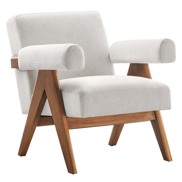 Modway Furniture Lyra Fabric Armchair Set of 2 - Stylish Modern Chairs for Living Room, Office & Cozy Nooks Ivory Fabric EEI-6704-HEI