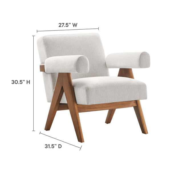 Modway Furniture Lyra Fabric Armchair Set of 2 - Stylish Modern Chairs for Living Room, Office & Cozy Nooks Ivory Fabric EEI-6704-HEI