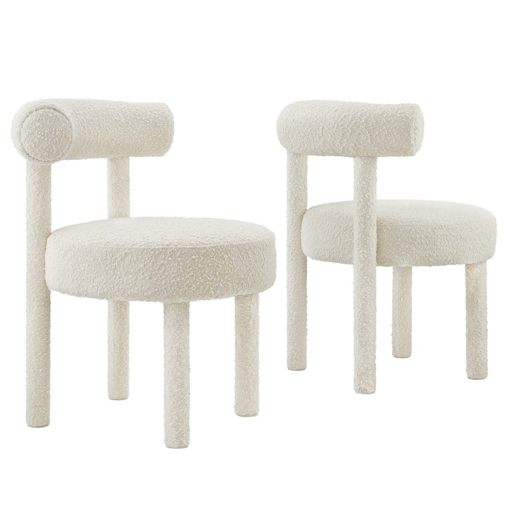 Modway Furniture Toulouse Boucle Dining Chair Set of 2 - Modern Glam Upholstered Comfort for Stylish Interiors EEI-6705-IVO