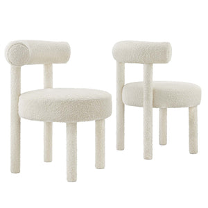 Modway Furniture Toulouse Boucle Dining Chair Set of 2 - Modern Glam Upholstered Comfort for Stylish Interiors EEI-6705-IVO