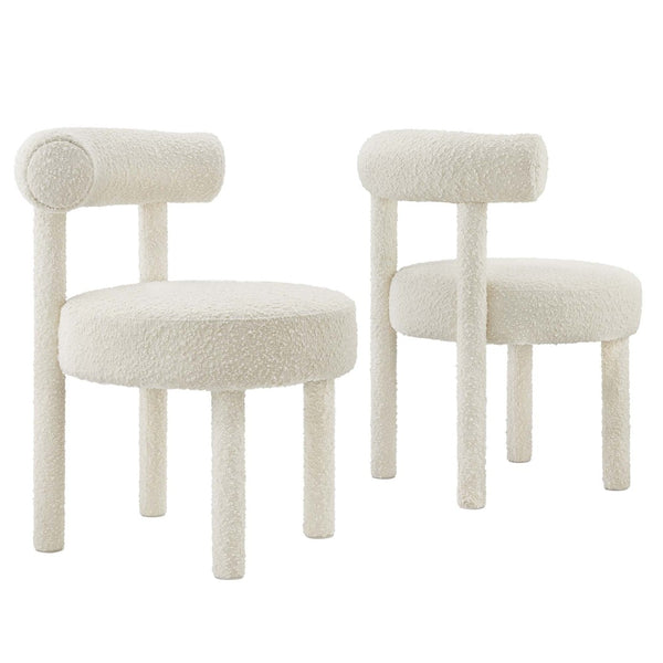 Modway Furniture Toulouse Boucle Dining Chair Set of 2 - Modern Glam Upholstered Comfort for Stylish Interiors EEI-6705-IVO