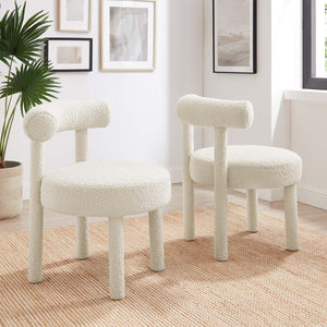 Modway Furniture Toulouse Boucle Dining Chair Set of 2 - Modern Glam Upholstered Comfort for Stylish Interiors EEI-6705-IVO