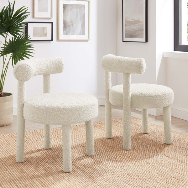 Modway Furniture Toulouse Boucle Dining Chair Set of 2 - Modern Glam Upholstered Comfort for Stylish Interiors EEI-6705-IVO