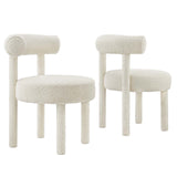 Modway Furniture Toulouse Boucle Fabric Dining Chair - Set of 2 Ivory 46 x 46 x 59
