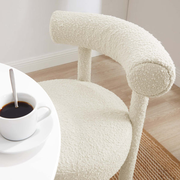 Modway Furniture Toulouse Boucle Dining Chair Set of 2 - Modern Glam Upholstered Comfort for Stylish Interiors EEI-6705-IVO