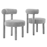 Modway Furniture Toulouse Boucle Fabric Dining Chair - Set of 2 Light Gray 46 x 46 x 59