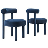 Modway Furniture Toulouse Performance Velvet Dining Chair - Set of 2 Midnight Blue 46 x 46 x 59