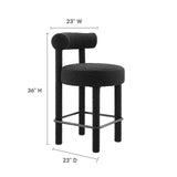 Modway Furniture Toulouse Boucle Fabric Counter Stool - Set of 2 Black Black 46 x 46 x 72