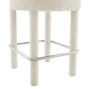 Modway Furniture Toulouse Boucle Counter Stool Set of 2 - Luxurious Ivory Fabric, Modern Design & Comfort Perfected EEI-6707-IVO-SLV