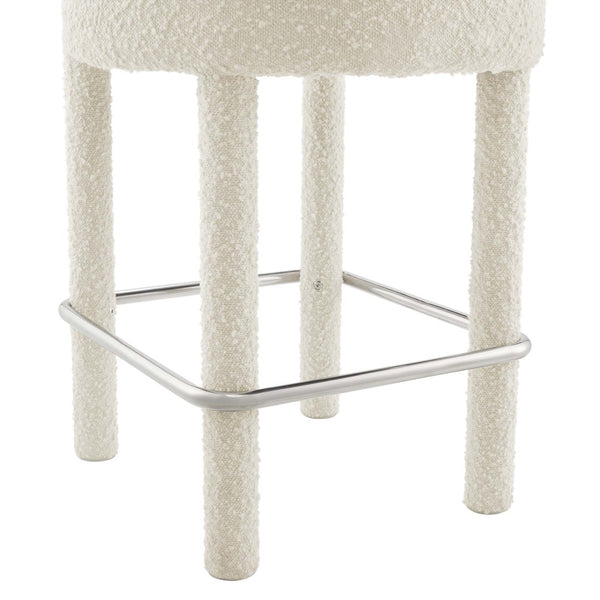 Modway Furniture Toulouse Boucle Counter Stool Set of 2 - Luxurious Ivory Fabric, Modern Design & Comfort Perfected EEI-6707-IVO-SLV