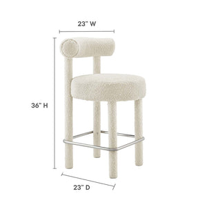 Modway Furniture Toulouse Boucle Counter Stool Set of 2 - Luxurious Ivory Fabric, Modern Design & Comfort Perfected EEI-6707-IVO-SLV