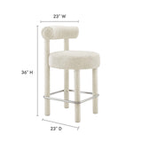 Modway Furniture Toulouse Boucle Fabric Counter Stool - Set of 2 Ivory Silver 46 x 46 x 72