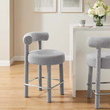 Modway Furniture Toulouse Boucle Fabric Counter Stool - Set of 2 Light Gray Silver 46 x 46 x 72