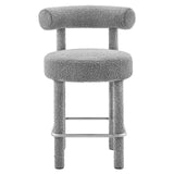 Modway Furniture Toulouse Boucle Fabric Counter Stool - Set of 2 Light Gray Silver 46 x 46 x 72