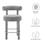 Modway Furniture Toulouse Boucle Fabric Counter Stool - Set of 2 Light Gray Silver 46 x 46 x 72