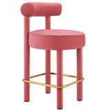 Modway Furniture Toulouse Performance Velvet Counter Stool - Set of 2 Blossom Gold 46 x 46 x 72