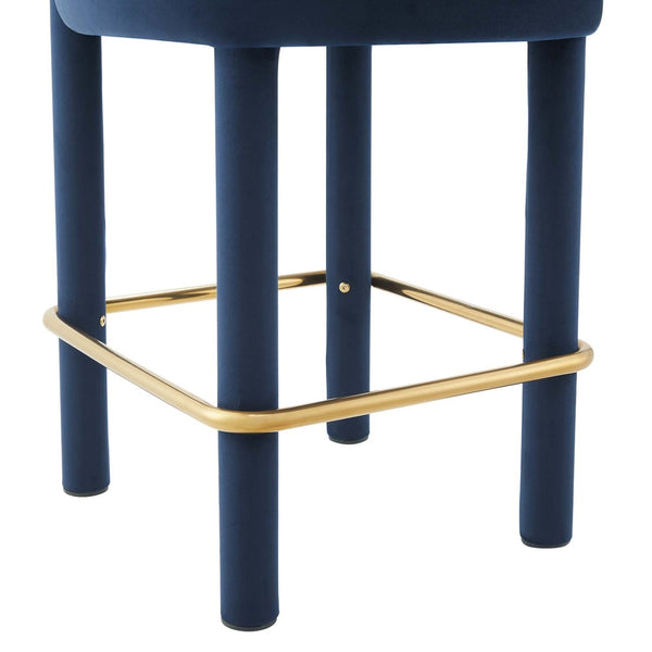 Modway Furniture Toulouse Velvet Counter Stool Set of 2 - Luxurious Midnight Blue Design with Solid Metal Legs EEI-6708-MID-GLD