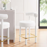Modway Furniture Toulouse Performance Velvet Counter Stool - Set of 2 White Gold 46 x 46 x 72