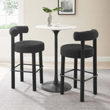 Modway Furniture Toulouse Boucle Fabric Bar Stool - Set of 2 Black Black 46 x 46 x 80