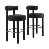 Modway Furniture Toulouse Boucle Fabric Bar Stool - Set of 2 Black Black 46 x 46 x 80