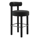 Modway Furniture Toulouse Boucle Fabric Bar Stool - Set of 2 Black Black 46 x 46 x 80