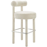 Modway Furniture Toulouse Boucle Fabric Bar Stool - Set of 2 Ivory Silver 46 x 46 x 80