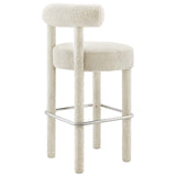 Modway Furniture Toulouse Boucle Fabric Bar Stool - Set of 2 Ivory Silver 46 x 46 x 80