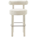 Modway Furniture Toulouse Boucle Fabric Bar Stool - Set of 2 Ivory Silver 46 x 46 x 80