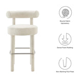 Modway Furniture Toulouse Boucle Fabric Bar Stool - Set of 2 Ivory Silver 46 x 46 x 80
