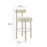 Modway Furniture Toulouse Boucle Fabric Bar Stool - Set of 2 Ivory Silver 46 x 46 x 80