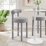 Modway Furniture Toulouse Boucle Fabric Bar Stool - Set of 2 Light Gray Silver 46 x 46 x 80