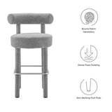 Modway Furniture Toulouse Boucle Fabric Bar Stool - Set of 2 Light Gray Silver 46 x 46 x 80